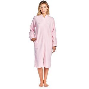 Open Box - Casual Nights -  Women's Zip Up Front Long Pink